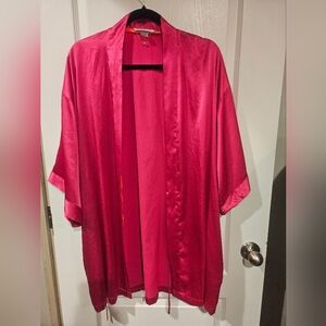 Victoria's Secret Y2K Vibrant Pink Satin Kimono Robe With Belt One Size